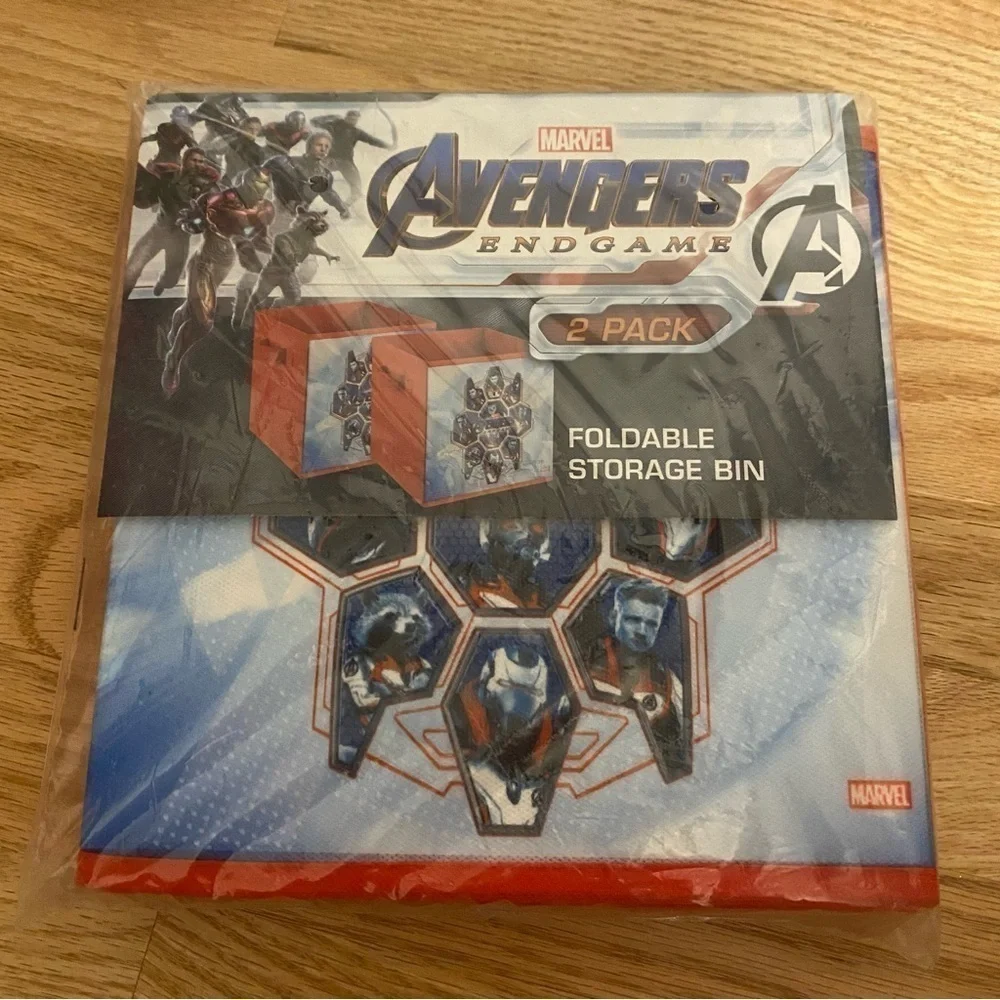 Marvel Avengers Endgame 2 Pack Foldable Storage Bins NEW Kids Room Decor Blue